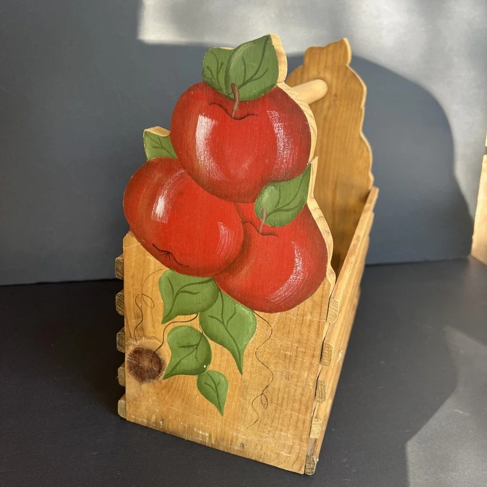 VTG Wooden Apple Crate Basket 11